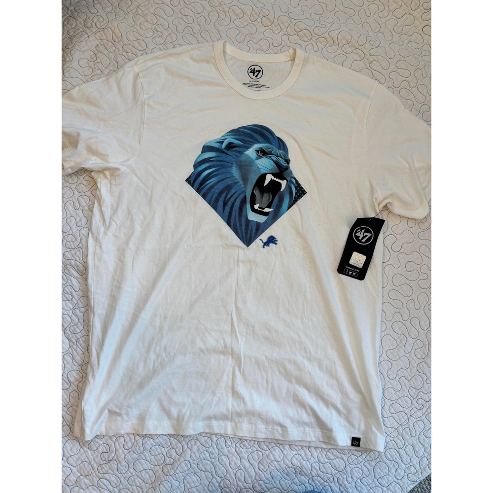 47 Brand‎ Mens Detroit Lions NFL Graphic T Shirt White Size XL #54